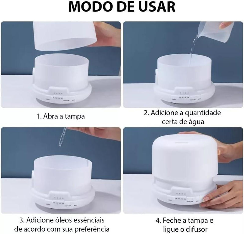 AROMATIZADOR E DIFUSOR DE AR 7 CORES - essencia no clique