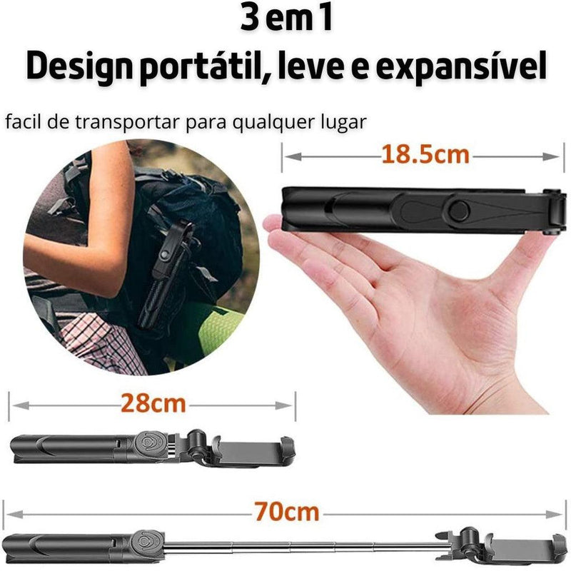 TRIPÉ PARA CELULAR BASTÃO VERTICAL E HORIZONTAL - essencia no clique